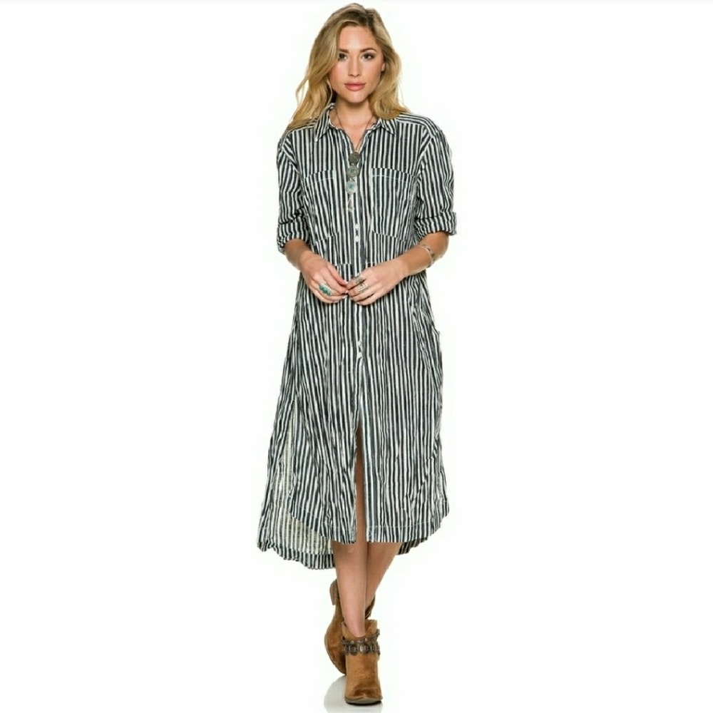 Free people faded morning button up dress